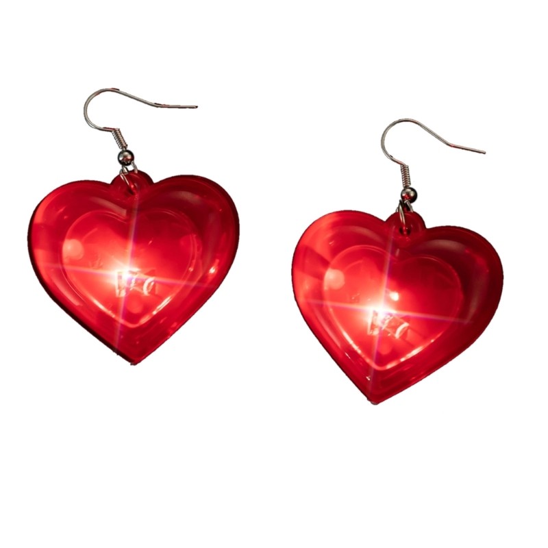 Light Up Love Heart Drop Earring Fashion Heart LED Lights Dangle Hook Earrings