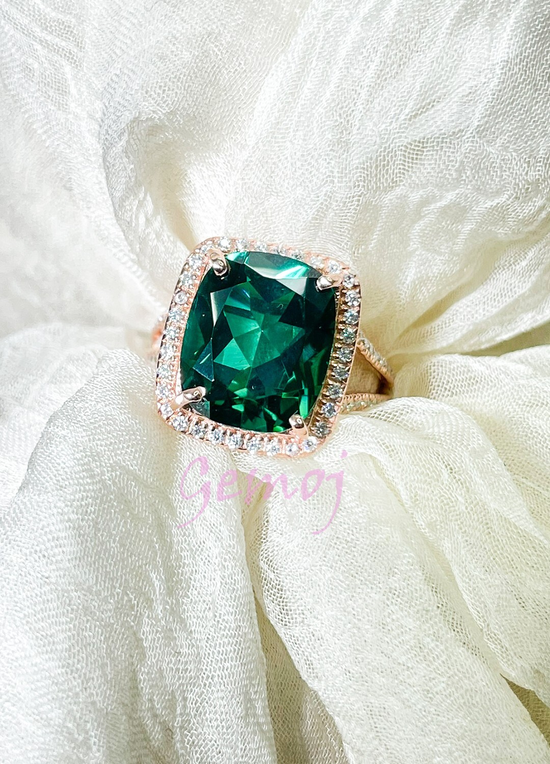 Cushion Cut Sapphire Ring Teal Sapphire Proposal Ring Sapphire Statement Ring