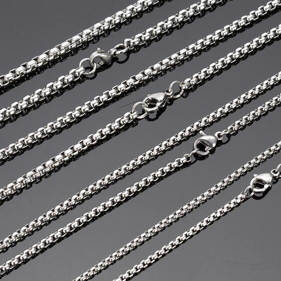 Wholesale 10pcs in bulk Box Rolo Chain Stainless steel Necklace Silver 18”-32”