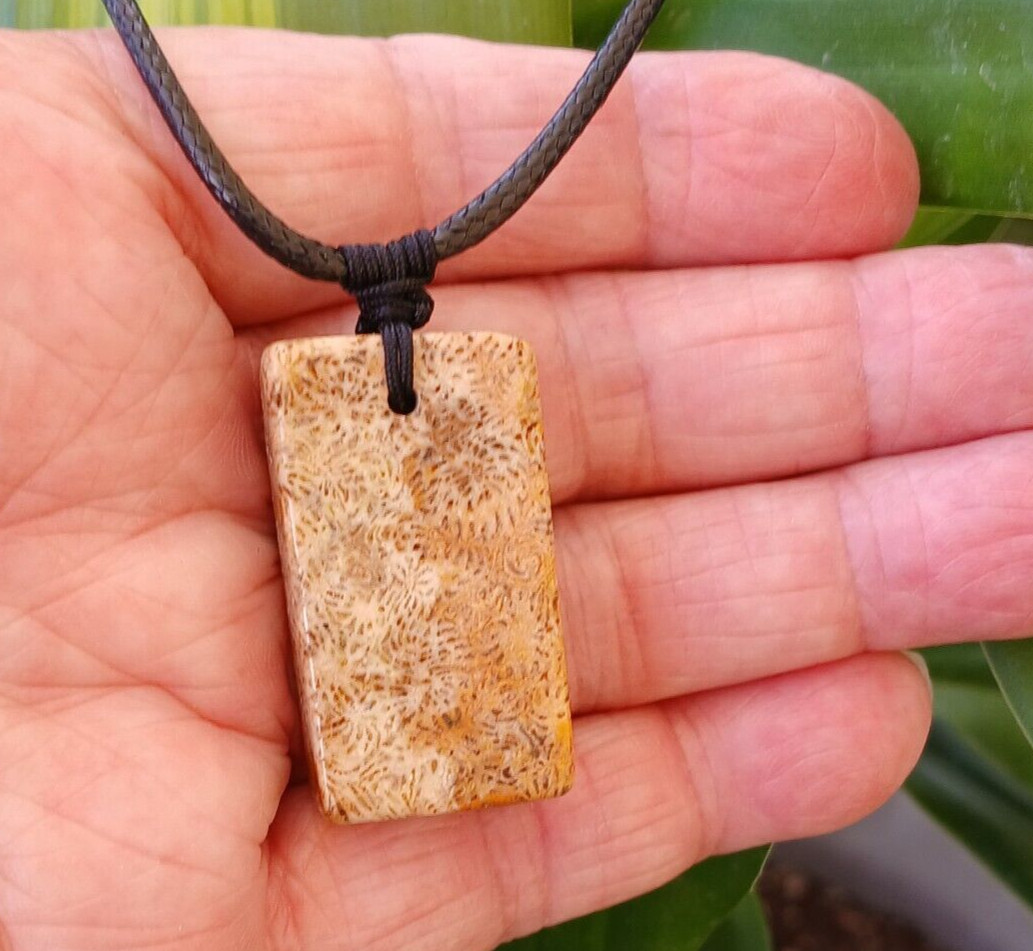 Unisex heavy Coral Fossil Pendant Waterproof Coral Fossil Beach Coastal Necklace
