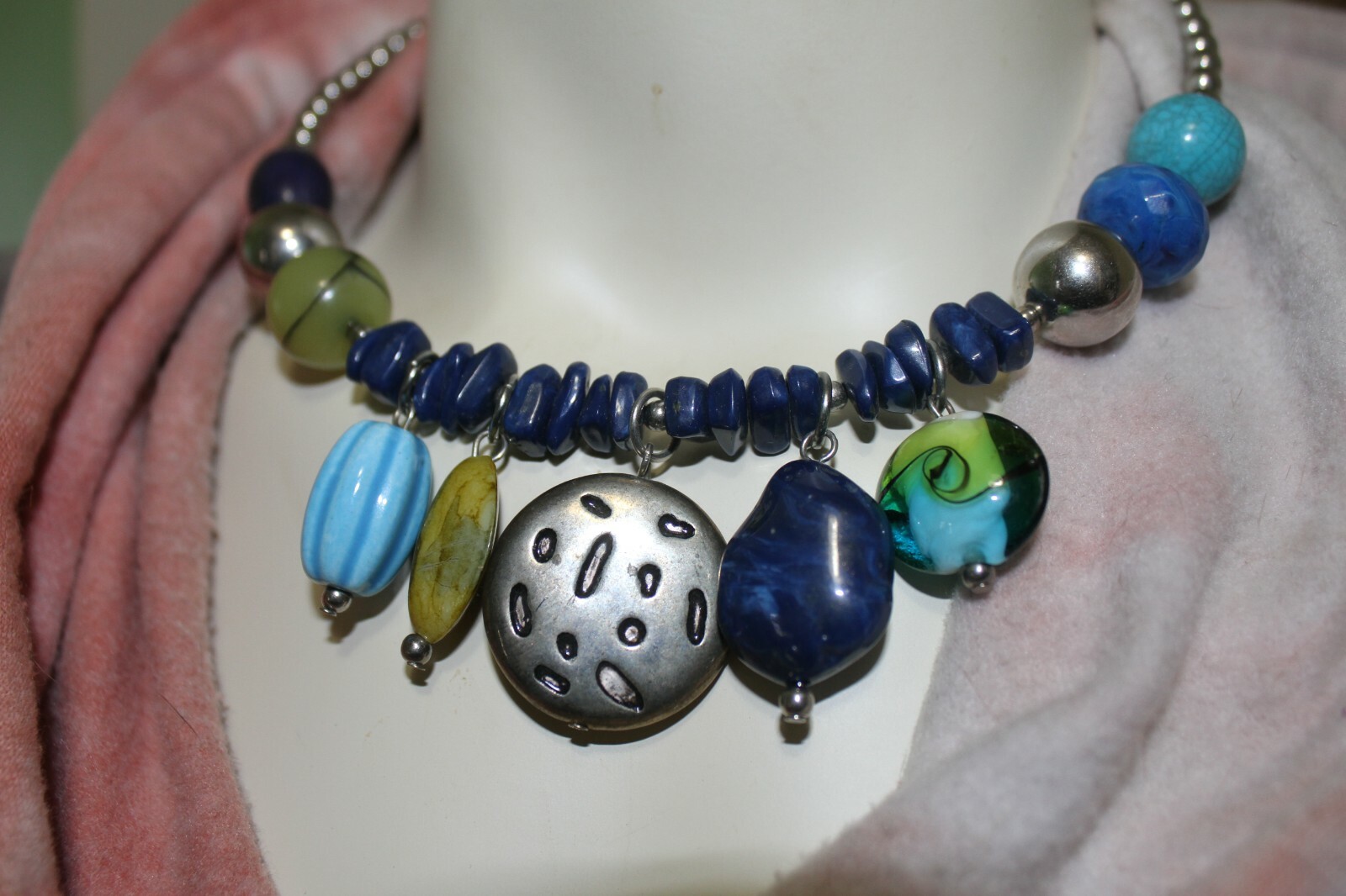 Stones and Beads Stretch Wrap Boho Statement Necklace