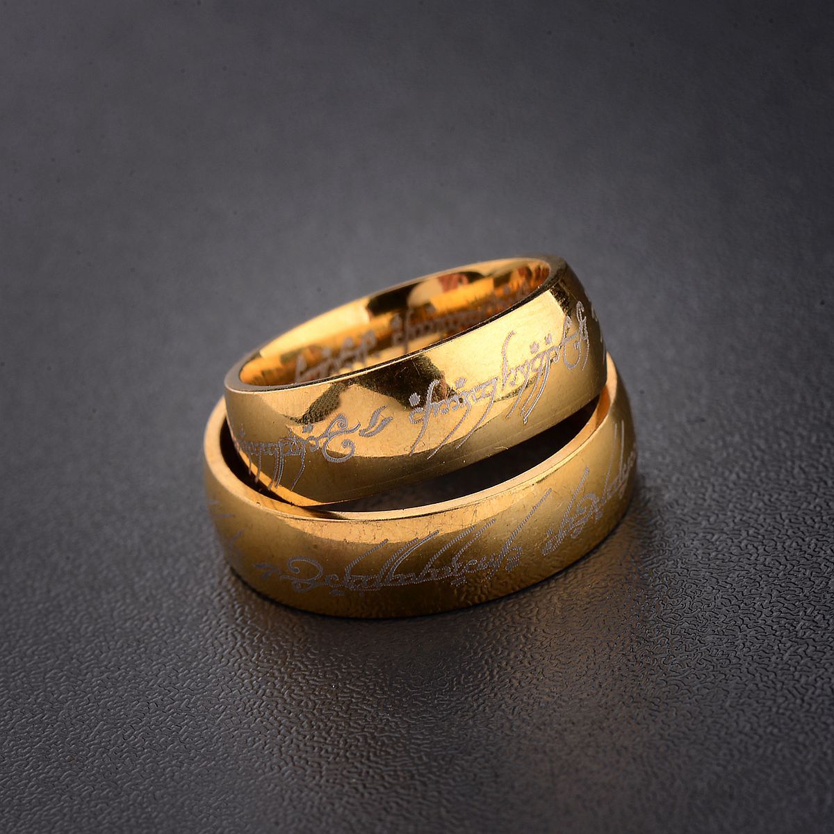 Men’s Fashion Ring Titanium Stainless Steel Black/Gold/Silver 8mm Width Sz 6-12