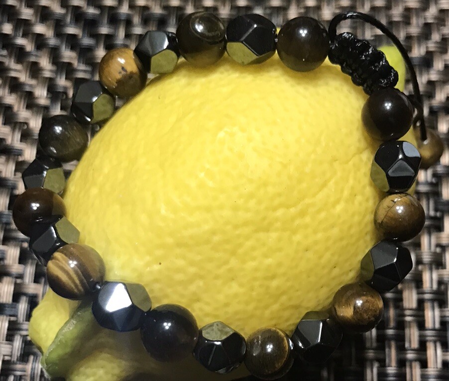Hematite Tiger’s Eye Beads Healing Triple Protection Strength Women Men Bracelet