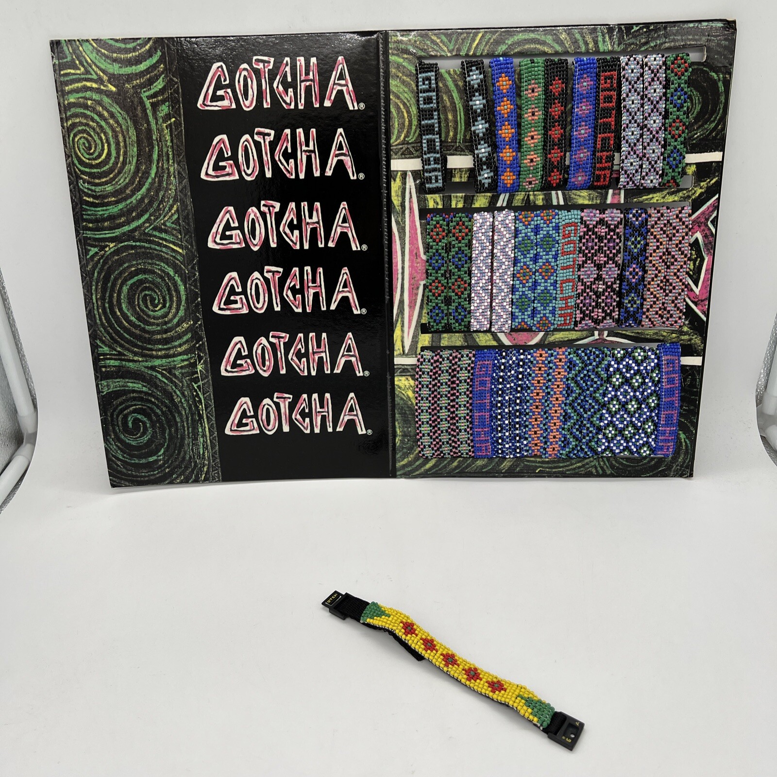 Gotcha Bracelet Adult Vtg 90s Surf Skate Braided Wrap Multi Color