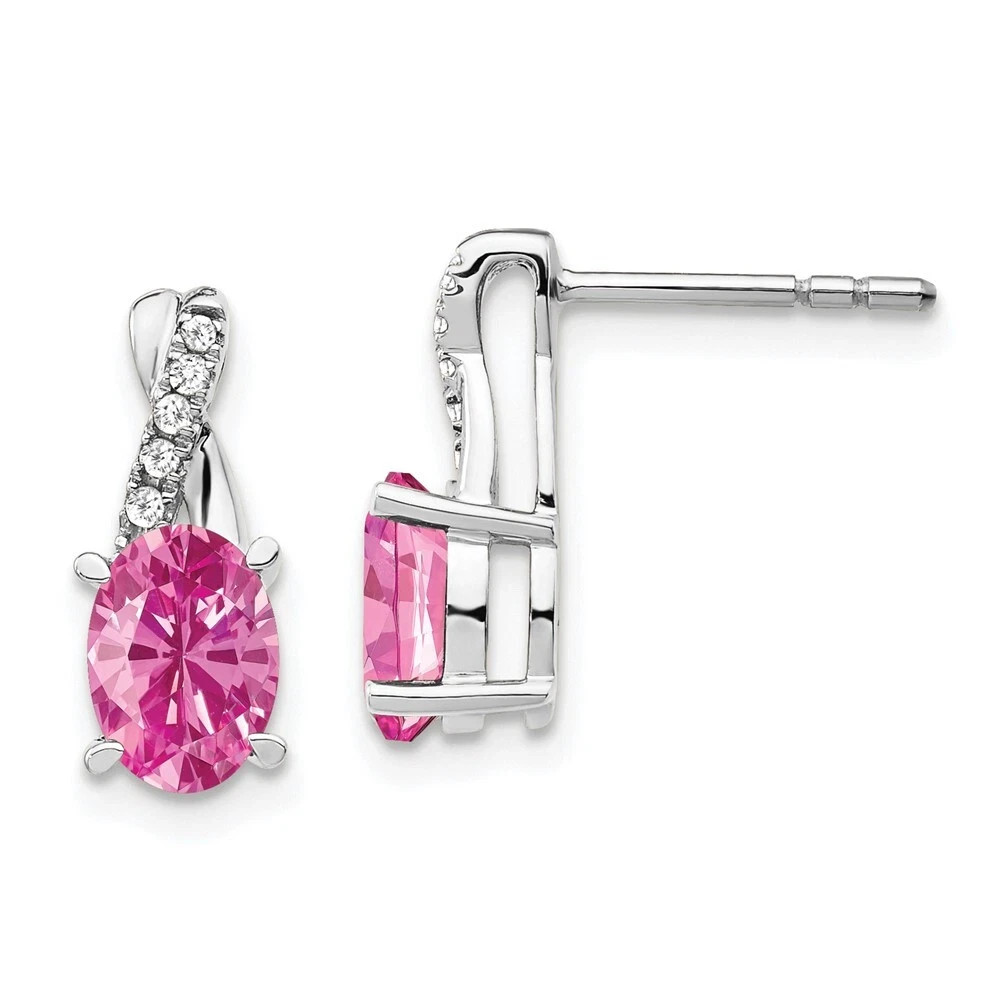 1.79 Ct Oval Cut Pink Sapphire Earrings Gift Earrings 14K Solid White Gold