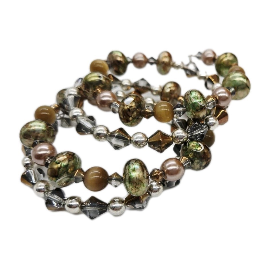 SNAKE Bracelet WIDE multi colored Beaded Wrap Around Statement Chunky Bohemian