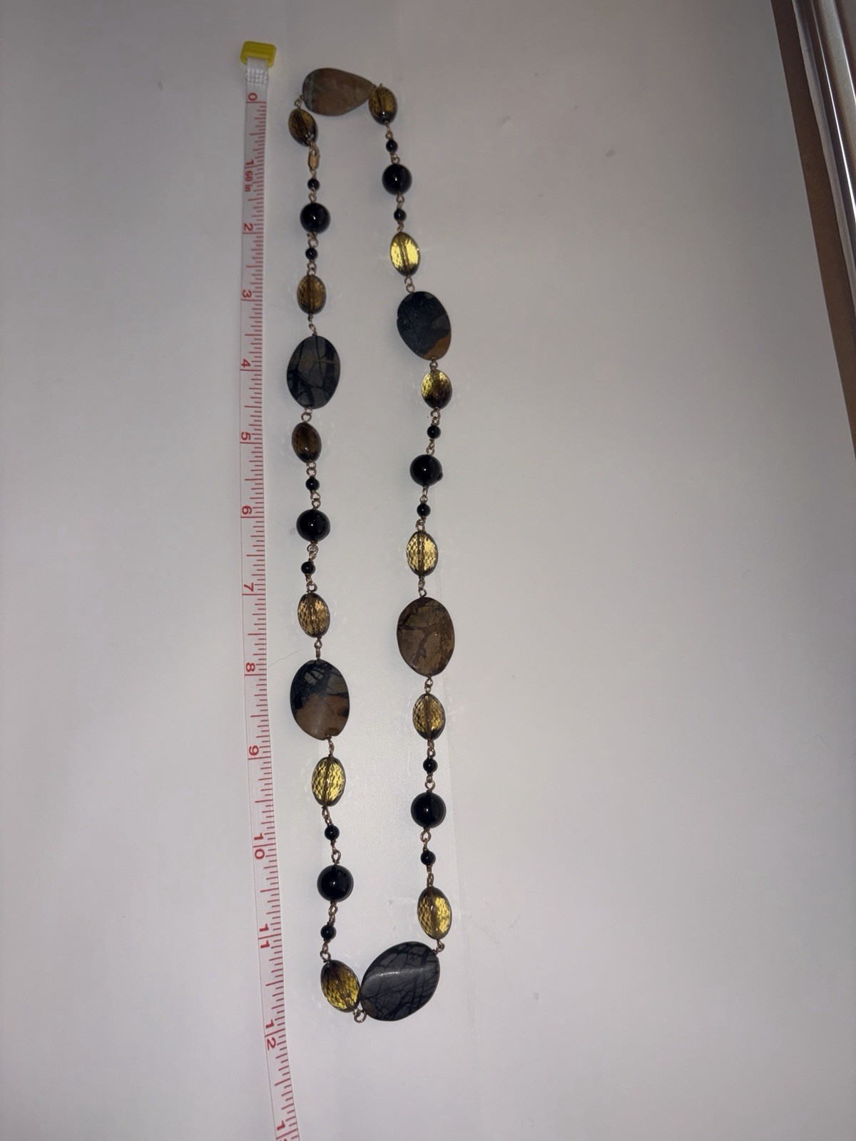 Artisan Picasso Jasper Mixed Gemstone Long Necklace Earth Tone Statement
