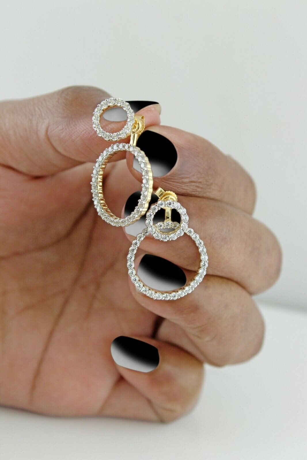 925 Silver Round Cut Simulated Diamond Drop Earrings In 14k Yellow Gold Plated