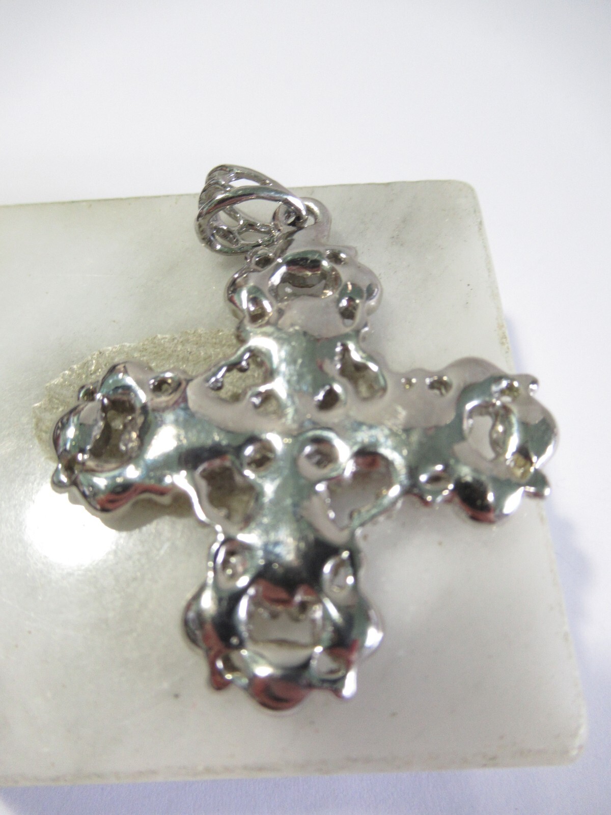 CONTEMPORARY CROSS RED CLEAR RHINESTONE FANCY PENDANT