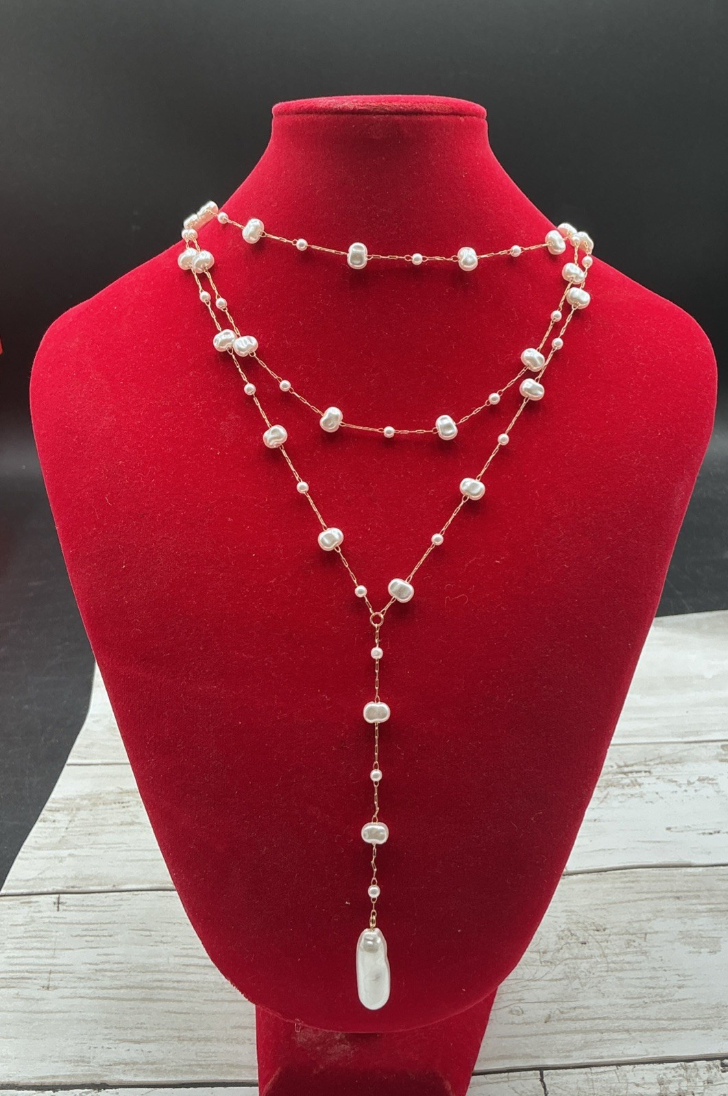 Boho Chic: Altar’d State Freshwater Pearl Layered Lariat Necklace MSRP $34