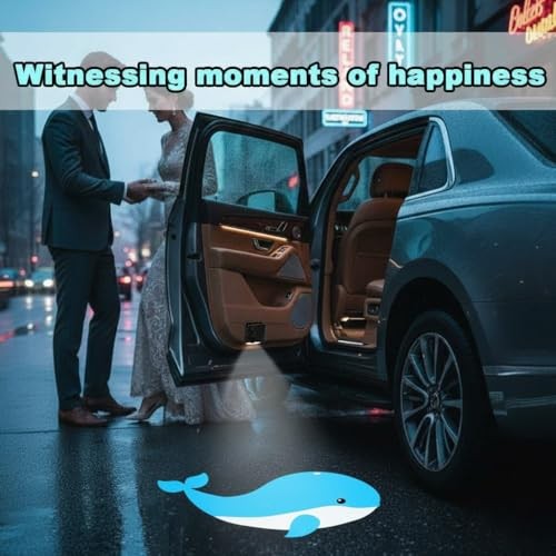 2PCS Car Door Lights Projector,Wireless LED Welcome Puddle Dolphin