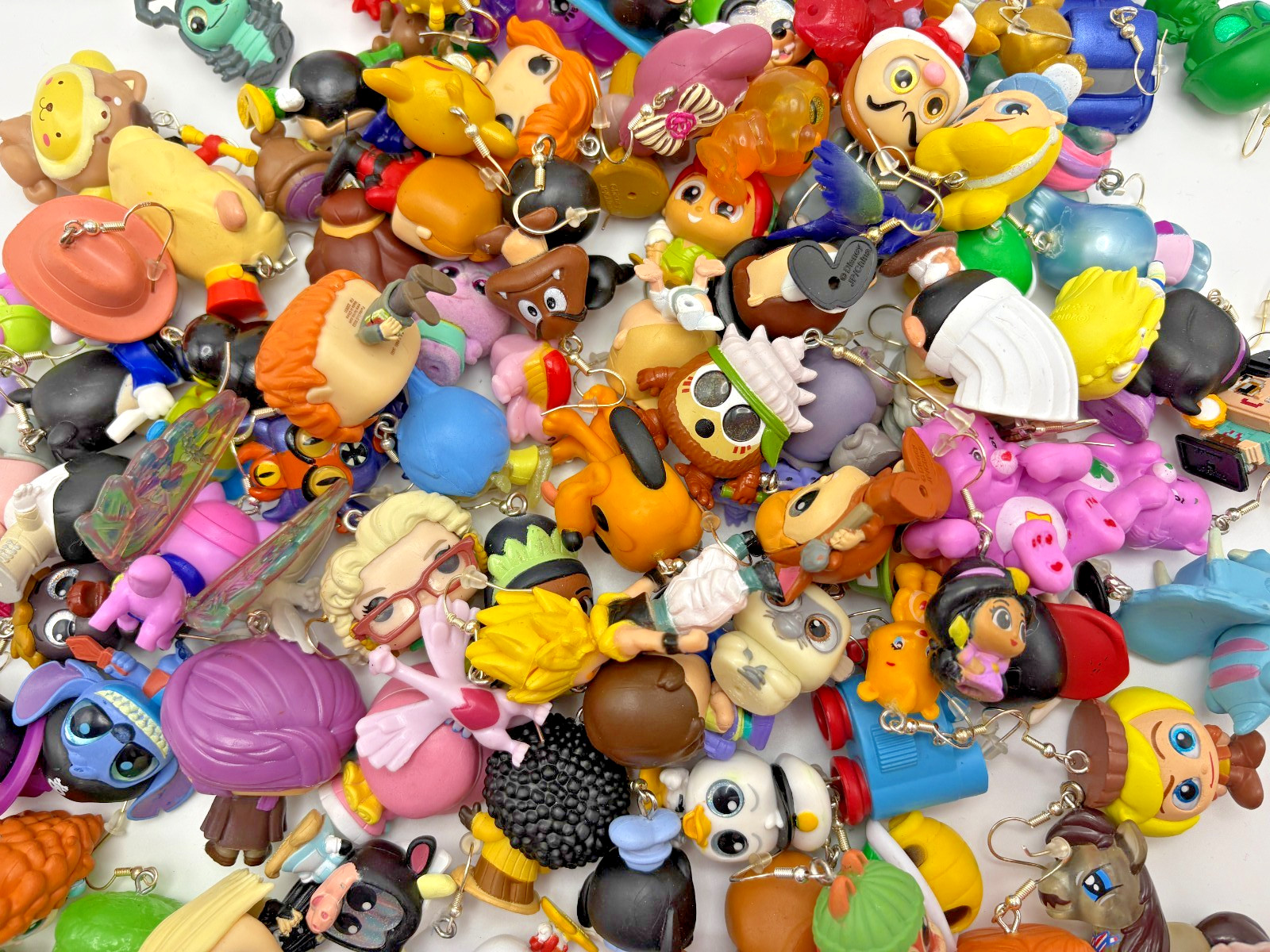 Lot of 75+ Single Dangle Earrings Upcycled Figure Anime Video Games Cartoon