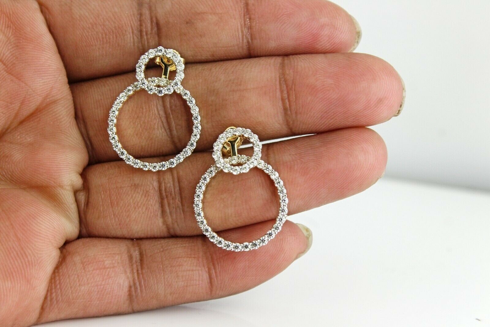 925 Silver Round Cut Simulated Diamond Drop Earrings In 14k Yellow Gold Plated