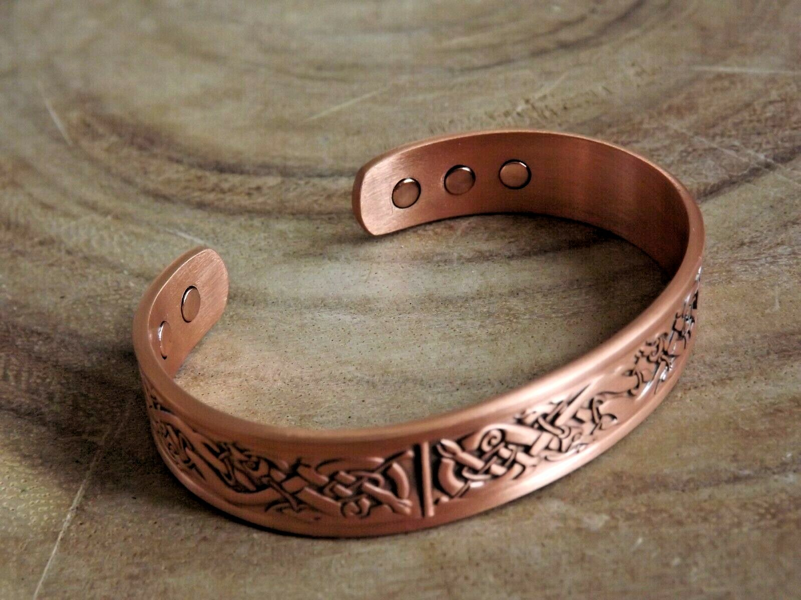 Solid Copper Magnetic Bracelet Celtic Viking God 12 mm Magnetic Cuff Bangle