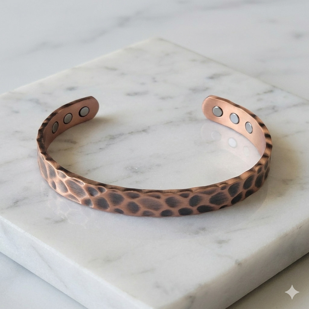 Pure Copper Magnetic Bracelet Arthritis Pain Therapy Men Women Cuff Hammered