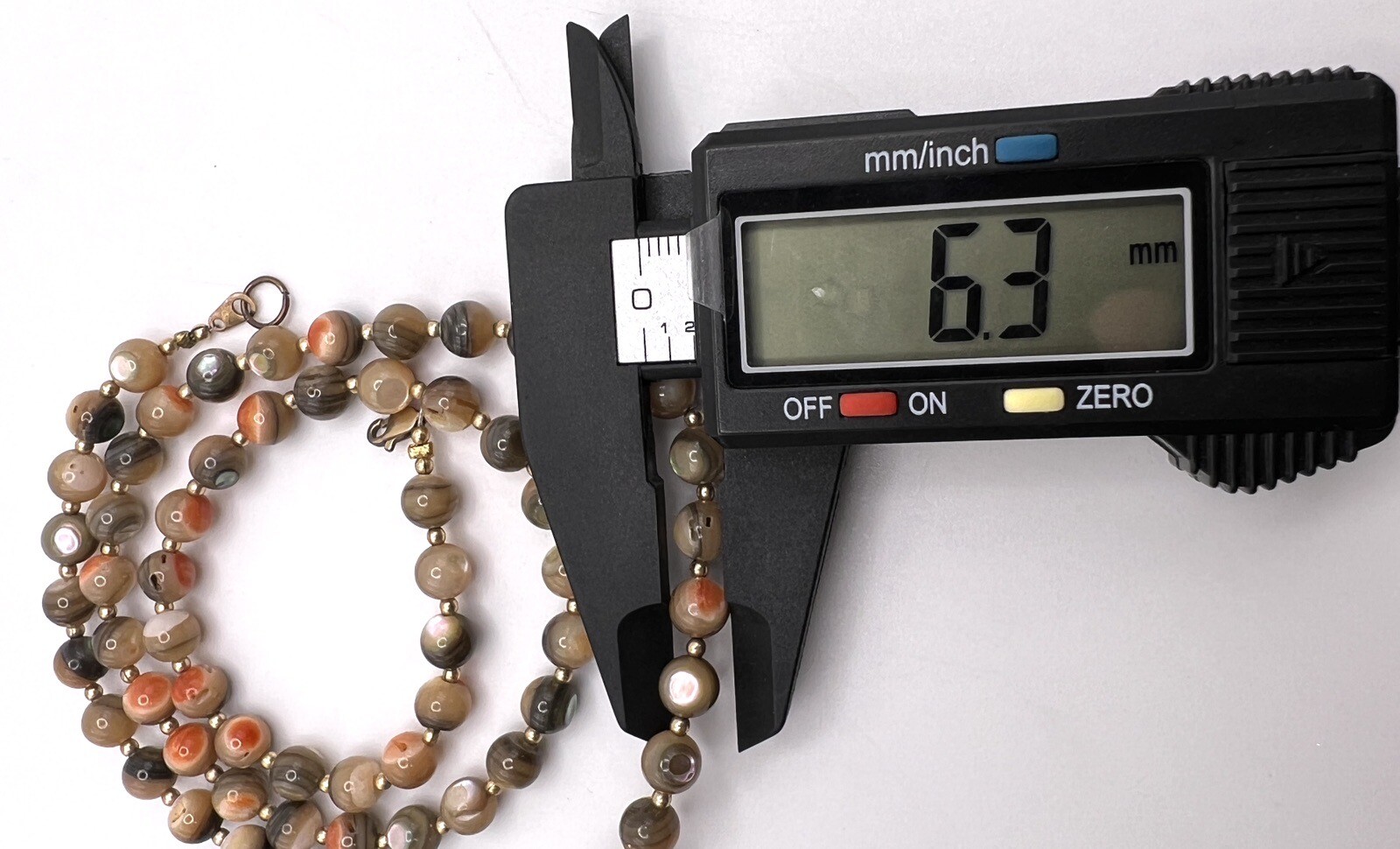 Botswana Banded Agate Bead Necklace Earth tone Natural Stone 1/20 14k Gold