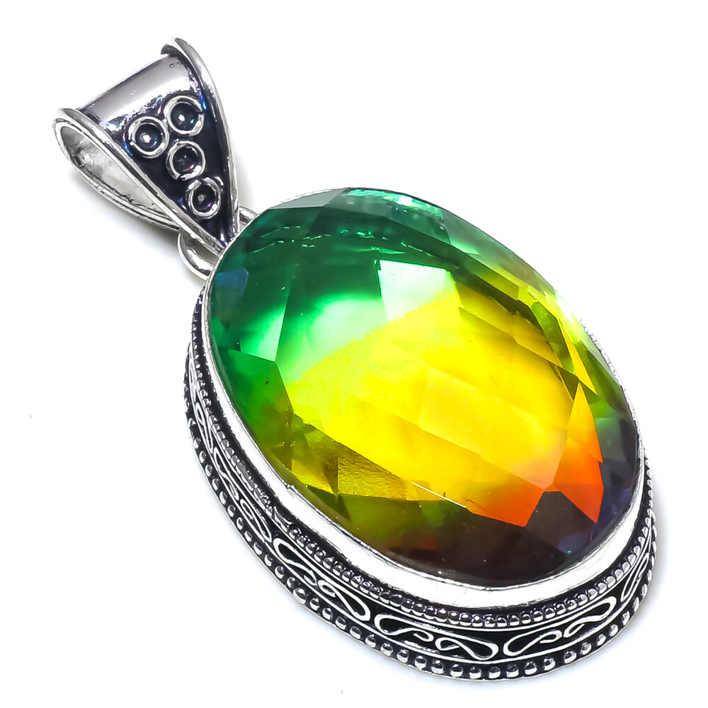 Hydro Ametrine Quartz Oval Shape Gemstone Pendent Jewelry Pendant Size 1.5 inch