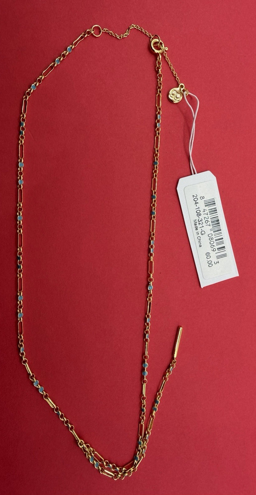 Gorjana NWT Amalfi Lariat Teal Enamel Gold Tone Y-Necklace – 14″ Opening – $60