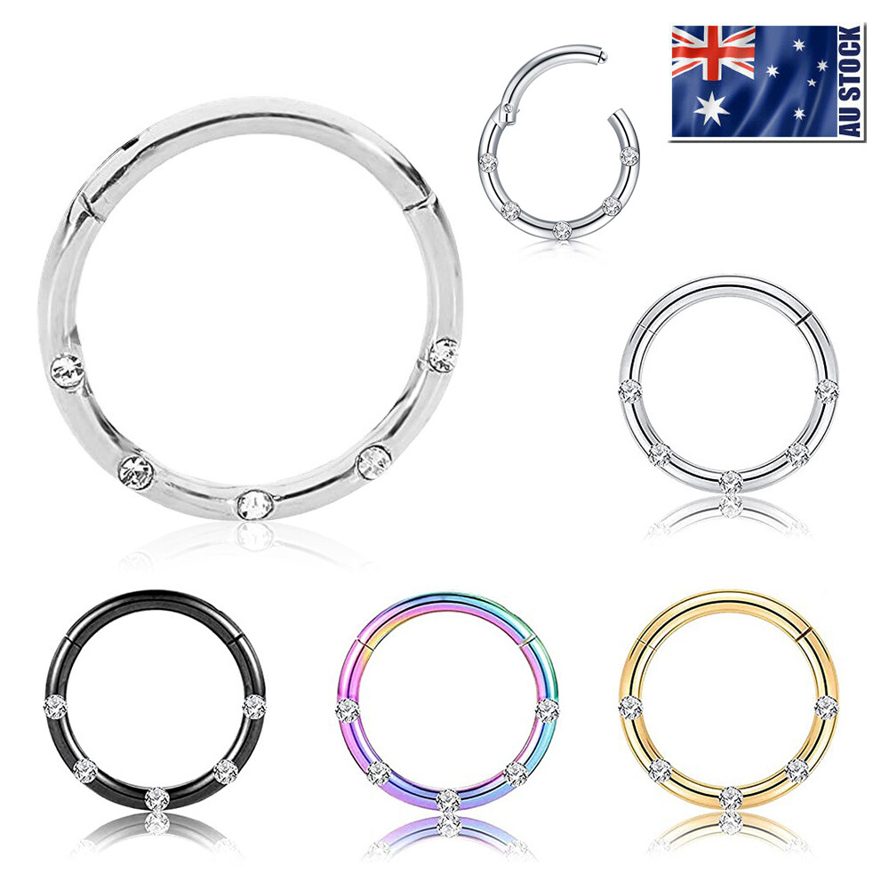 Surgical Steel Hinged Segment Clicker Ear Nose Body Ring Lip Hoop Piercing 1PC