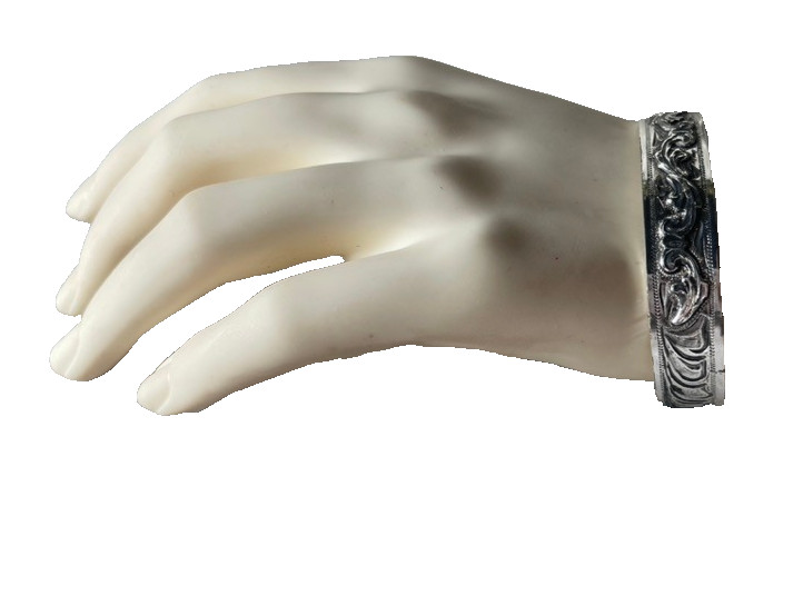 Western Womens Bracelet 6 3/8 x 1/2 in Band Silver Cuff Cowboy Adjustable