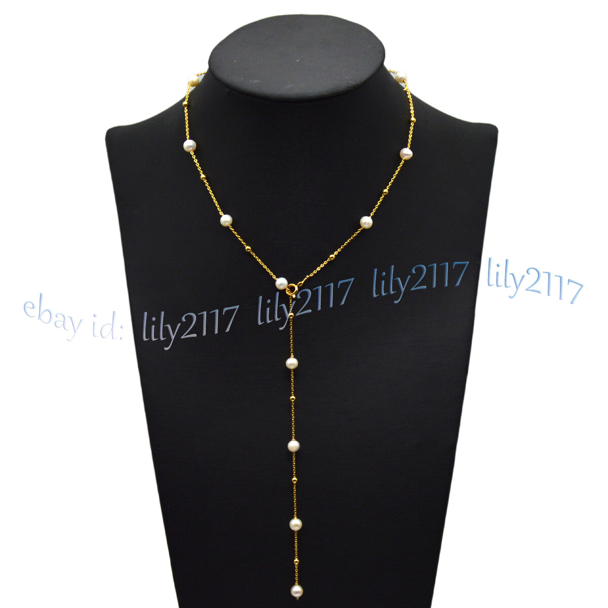 Real Natural 6-7mm White Freshwater Baroque Pearl Gold Chain Necklace 20/32”