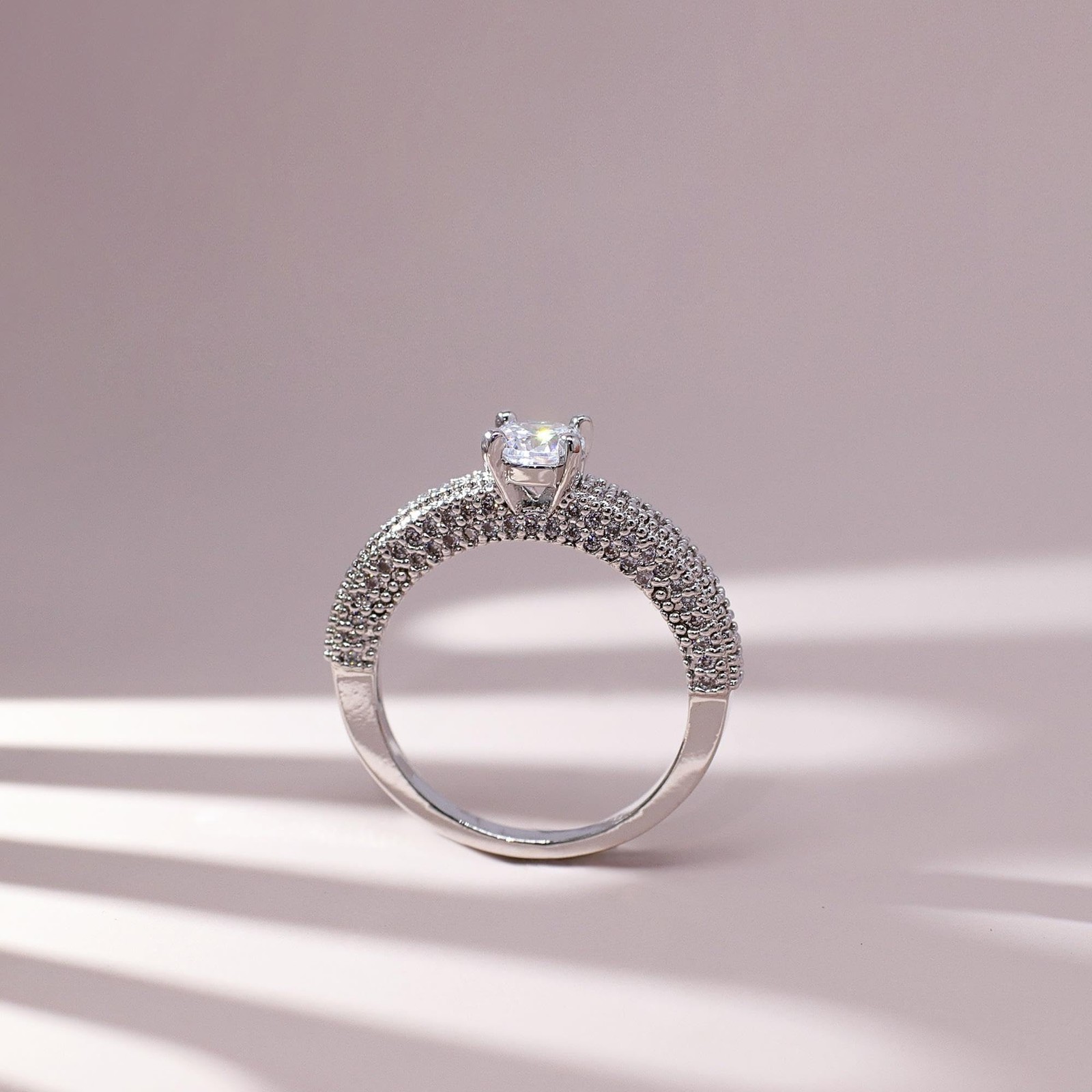 18K Gold Plated Round Cut CZ Engagement Ring – Romantic Gift for Women, Size 6-9