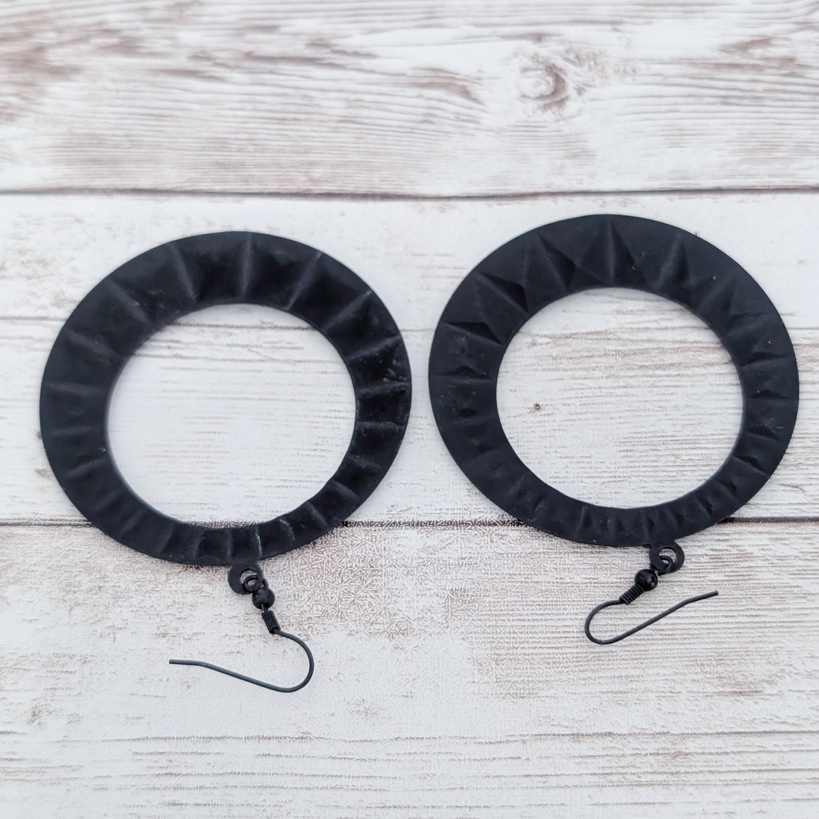 Extra Large Black Dangle Earrings 2.5″ – Fair Condition