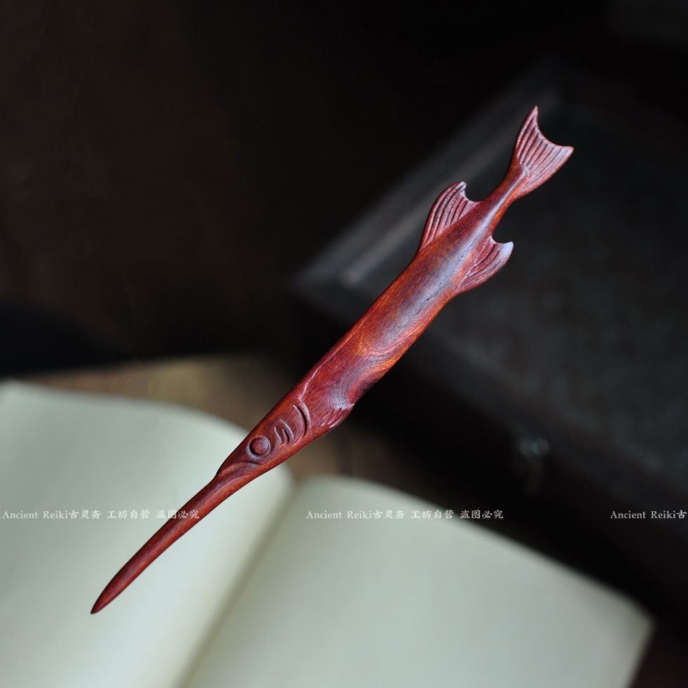 Swordfish Hand-Carved Hairpin