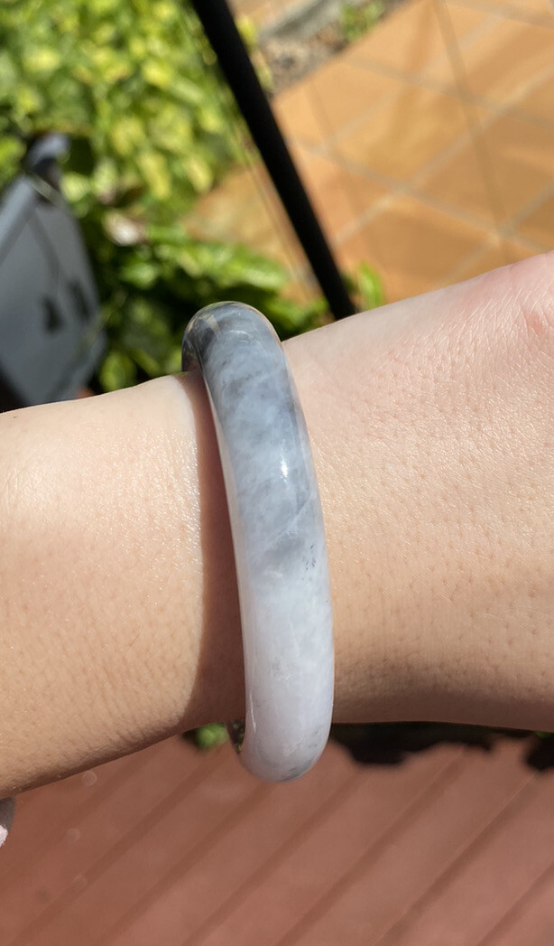 Jade Bangle 54.7mm 100% Natural Grade A Burmese Faint Pink Jadeite Multi-color