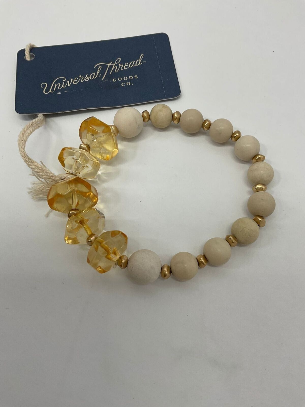 set of 2 Universal Thread Semi-Precious Yellow Citrine and Cream Stretch