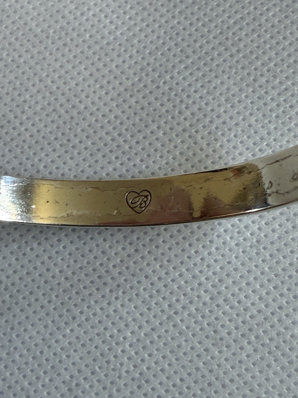 Brighton Silver Hammered Slip-On Bangle Bracelet Signed Round No Stone Metal