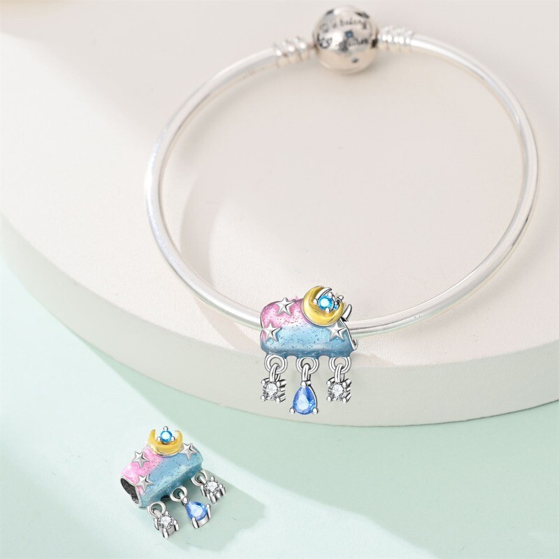 KUNSIR 925 Sterling Silver AAA CZ Cloud Charm For Bracelet or Necklace Pendant