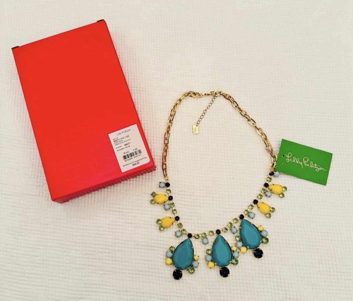 Lilly Pulitzer Shorely Blue Spring Fling Necklace. NWT
