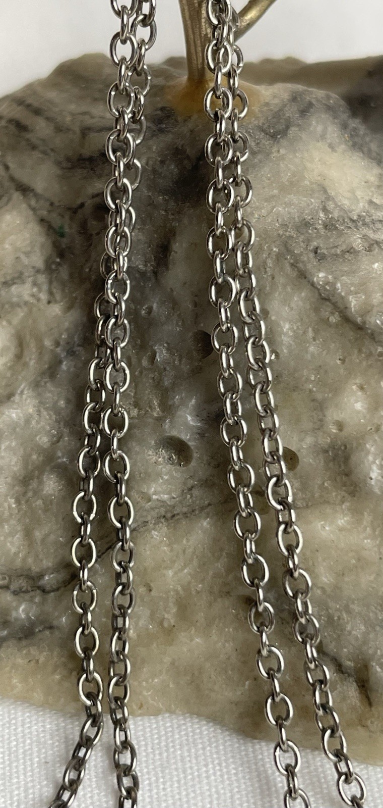 3 Silver Gold Tone Layered Necklaces 16-22” Flower Cross Pendant Rhinestones