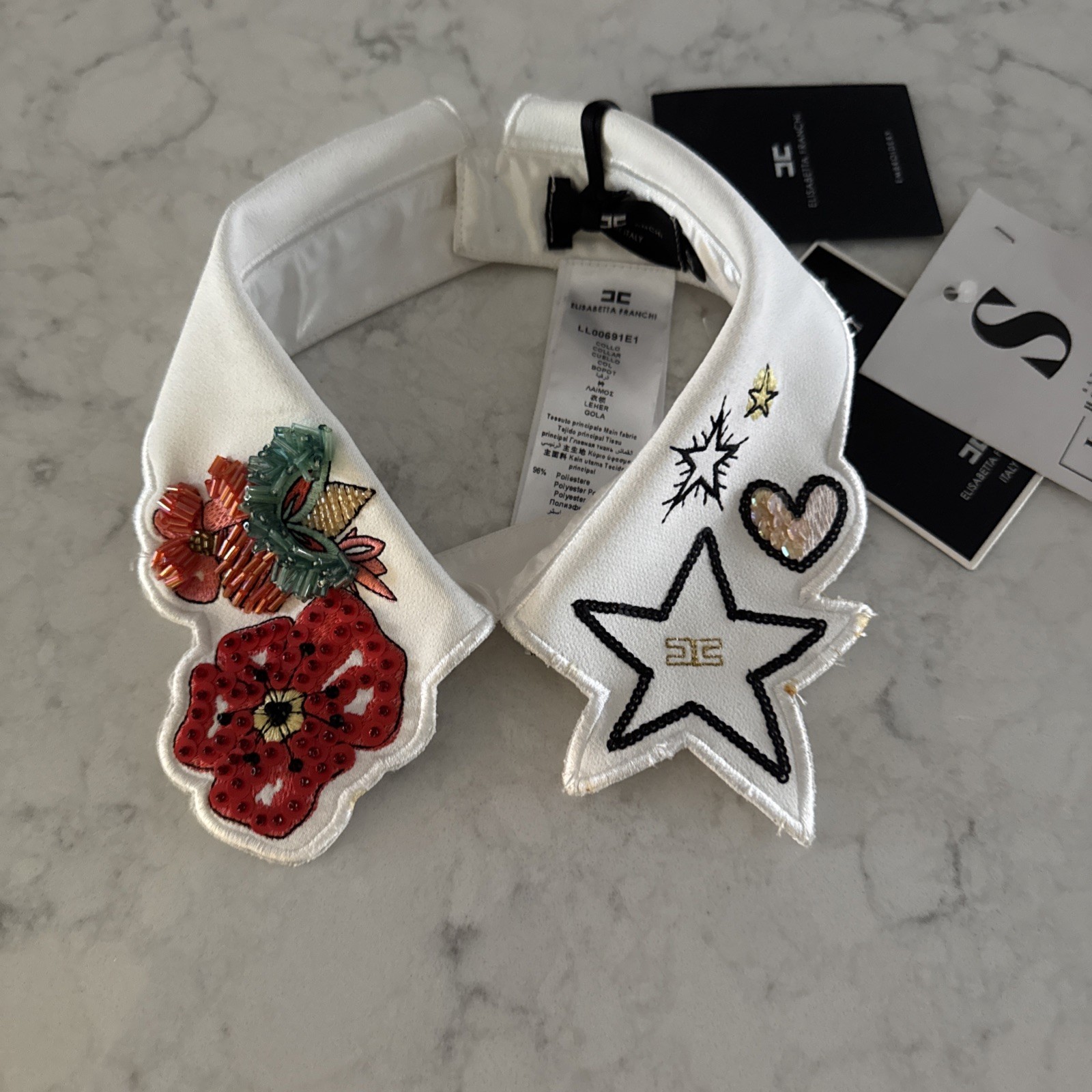 Stunning Necklace Elisabeth Franchi Embroidered Attachable Collar Italy 🇮🇹