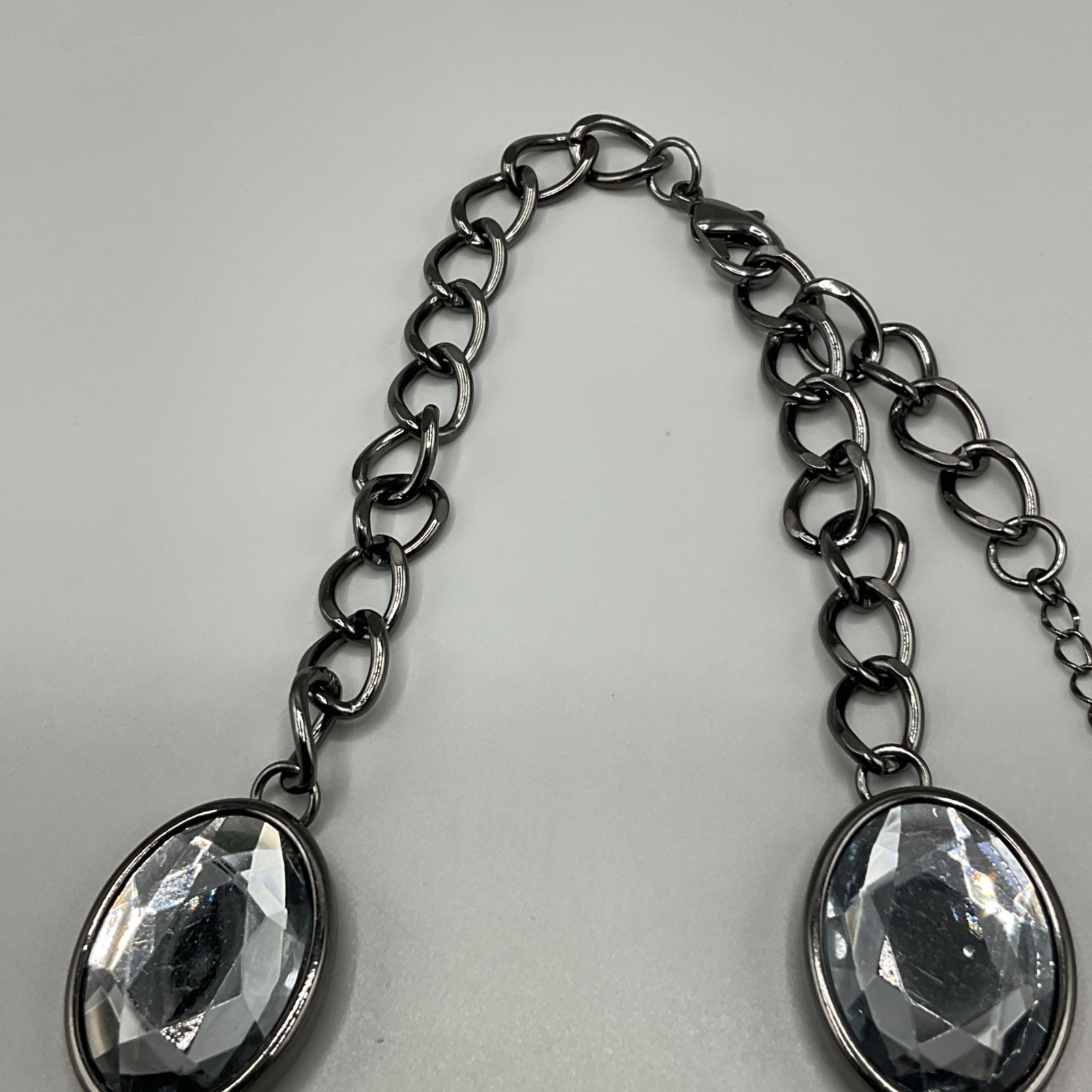 Designer Signed Dana Buchman Statement Necklace Silver Tone Rhinestone