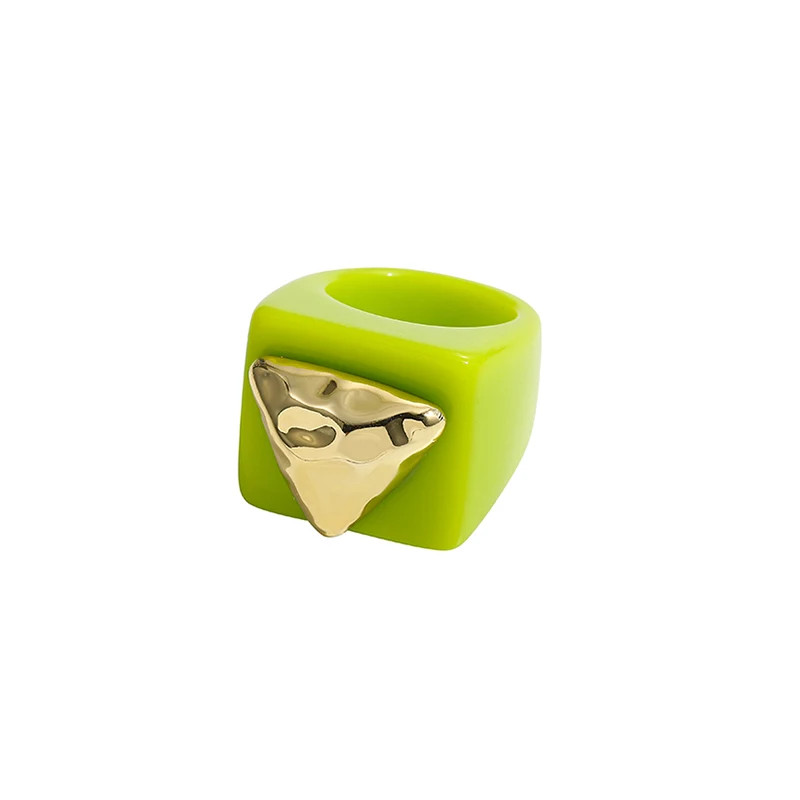 Resin Chunky Ring Geometric Square Round Knuckle Bold Band Women Jewelry