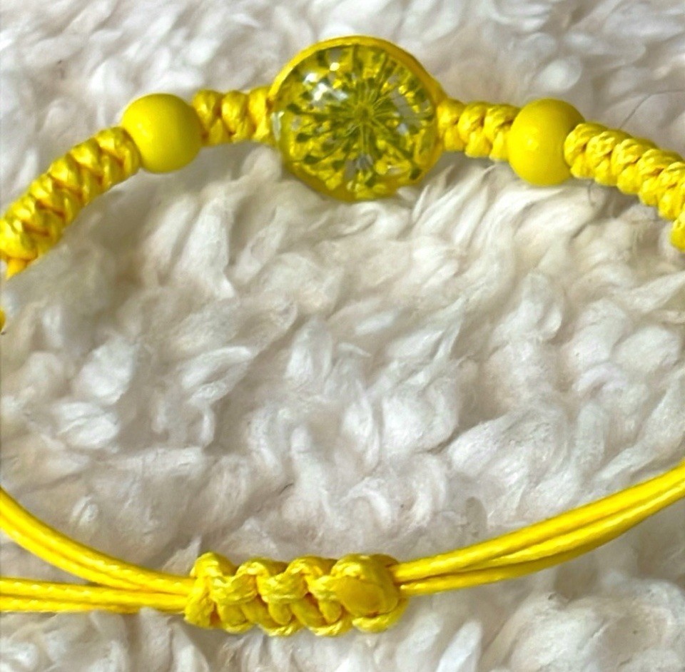 Braided Adjustable Rope Bracelet | Yellow | Elephant Charm | Kids Adults Unisex
