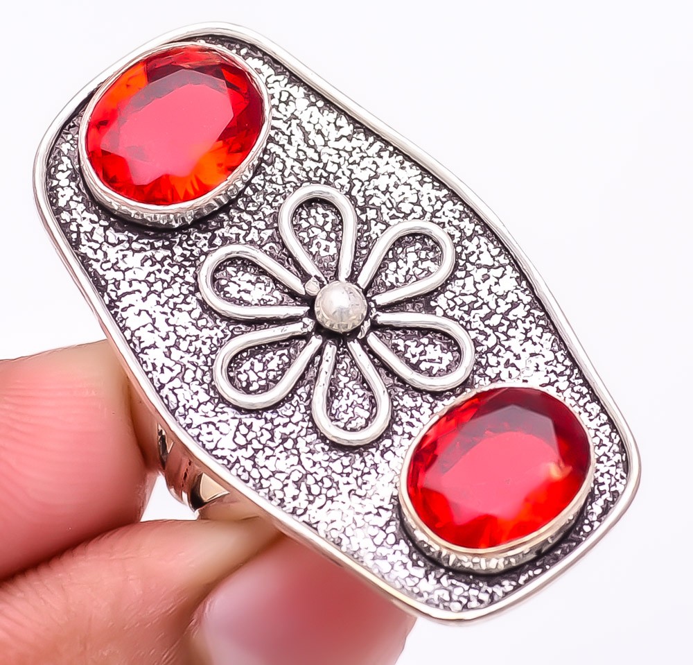 Mozambique Garnet Gemstone 925 Silver Plated Jewelry Ring s.6.5 M1536