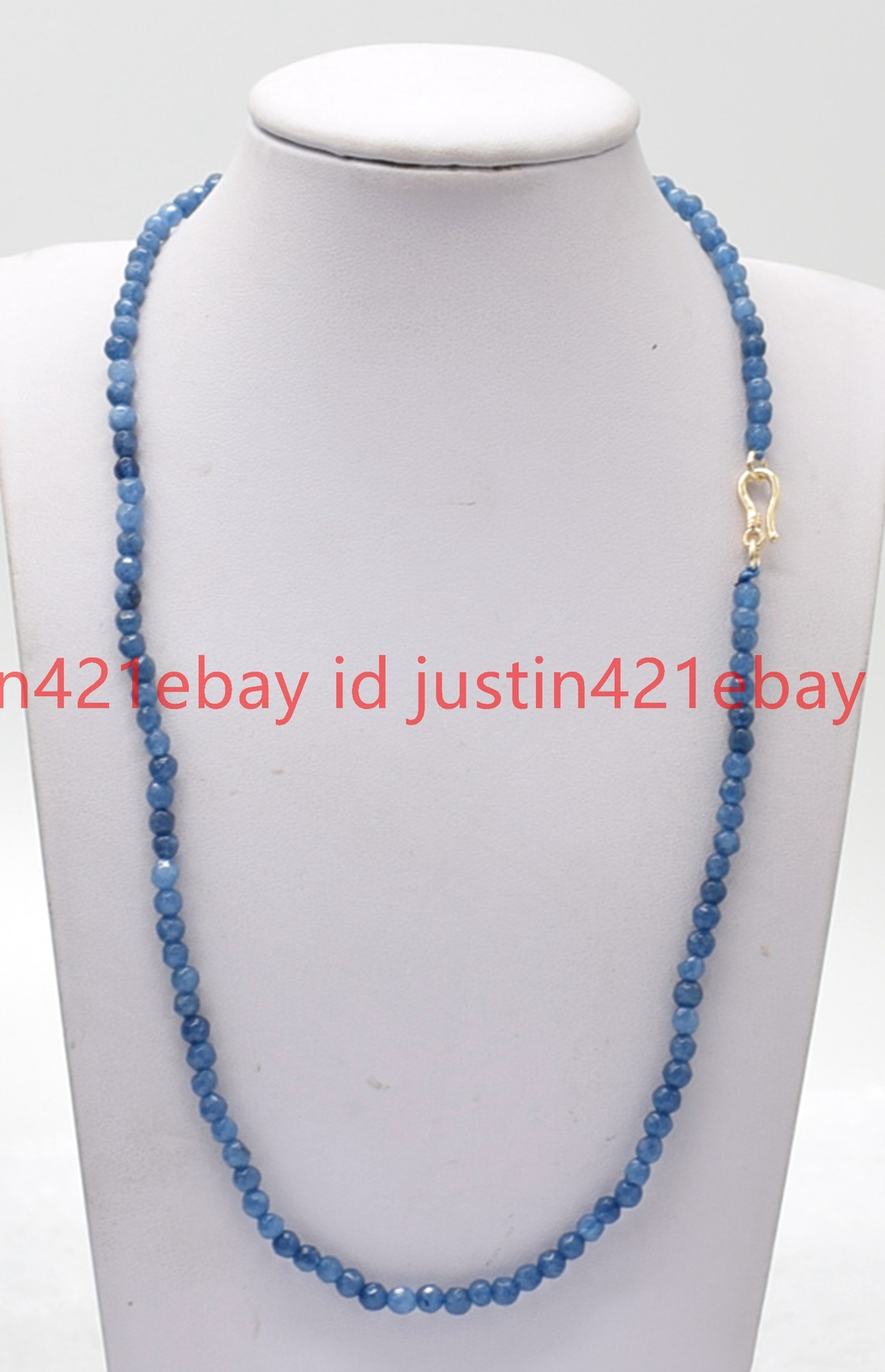 AAA+ Genuine Faceted 4mm Blue Kyanite Round Beads Necklace 16-28″