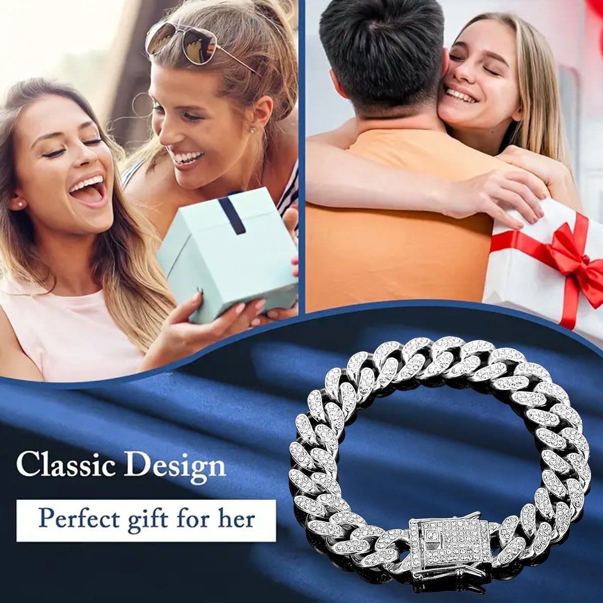 Silver Tone Solid Cuban Link Bracelet 7/7.5/7.9/8.3 Inch Men’s Heavy Wrist Chain