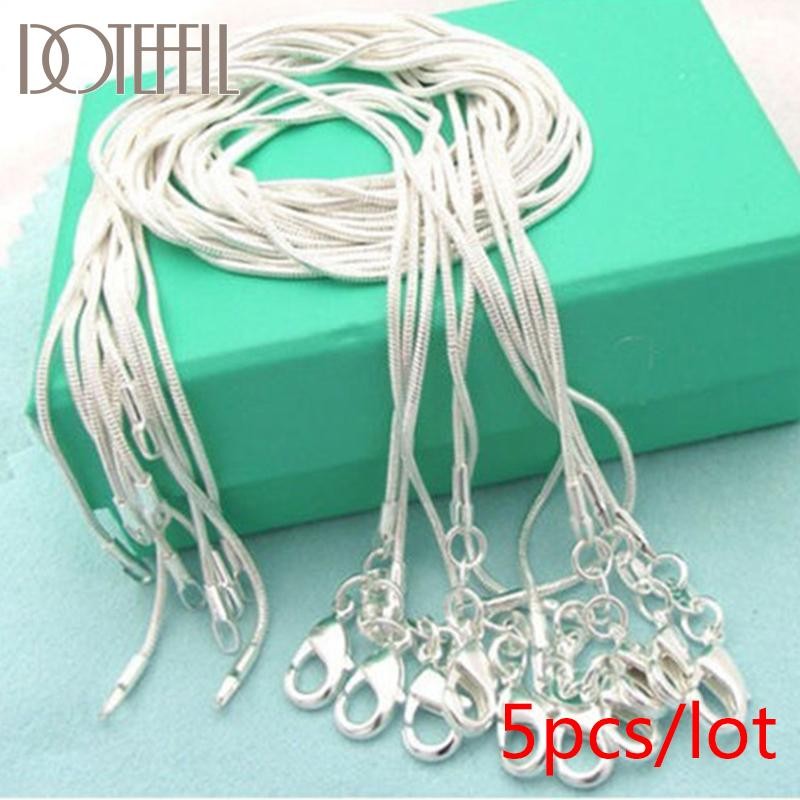 Doteffil 925 Sterling Silver 5/10pcs/lot 16/18/20/22/24/26/28/30 Inch 1.2mm Snak
