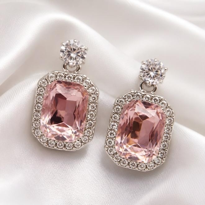 NEW DANGLING STUD EARRINGS SQUARE ACRYLIC STONE & CRYSTALS SELECT COLOR