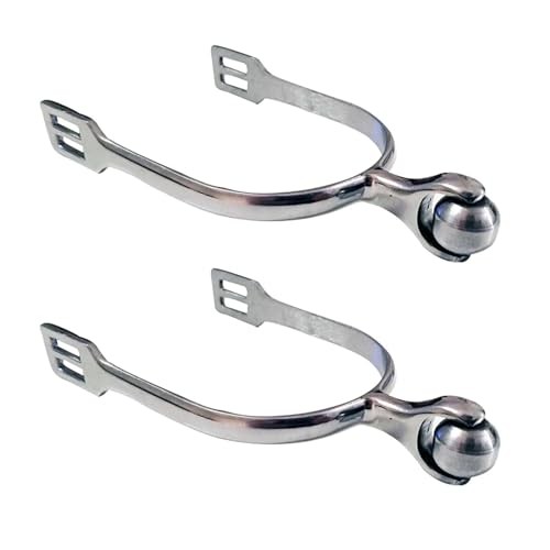 1 Pair Men or Silver Stainless Steel English Spur with Smooth Women Horse Spurs