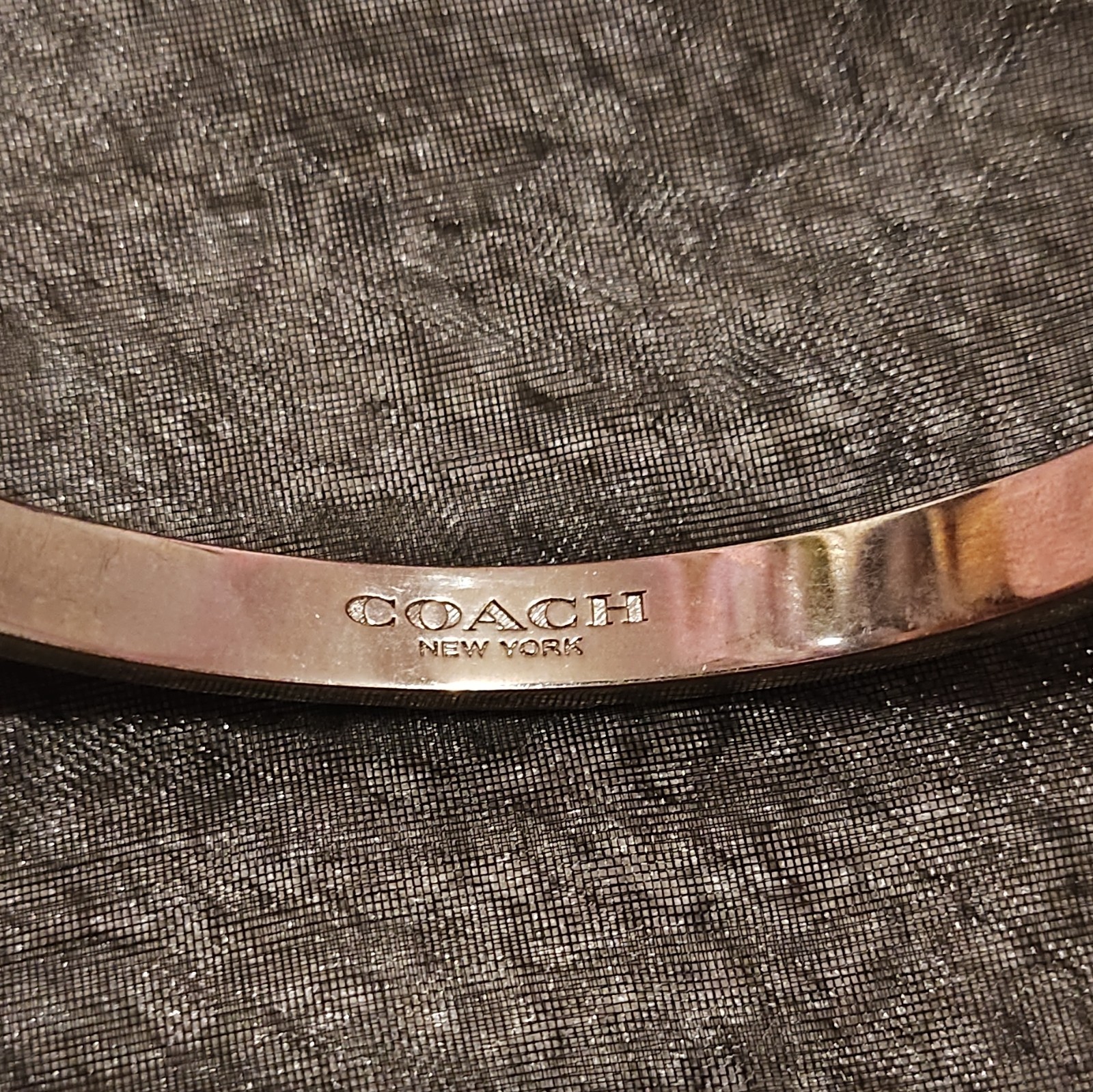 Coach Signature Silver And Yellow/Green Bangle Bracelet