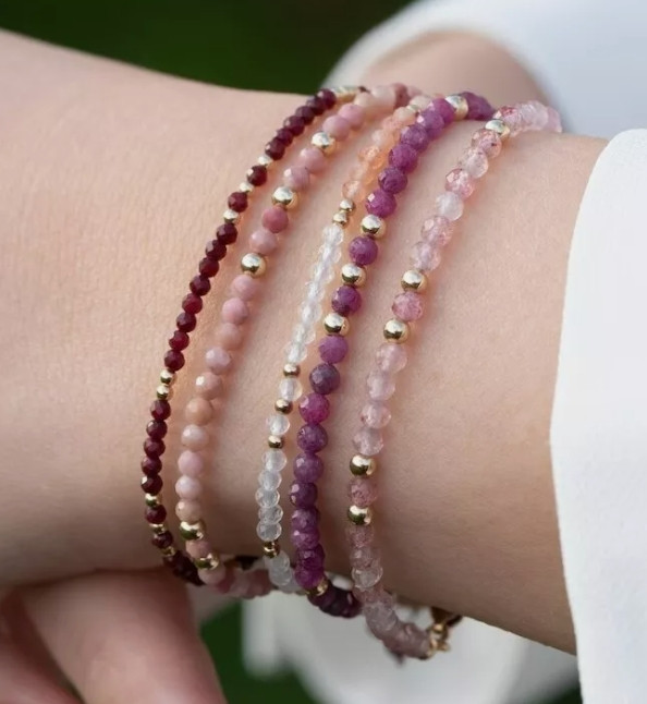 2025 NEW! Ruby 2MM Beaded New Gemstone Crystal Women Bracelet Gift for Mother