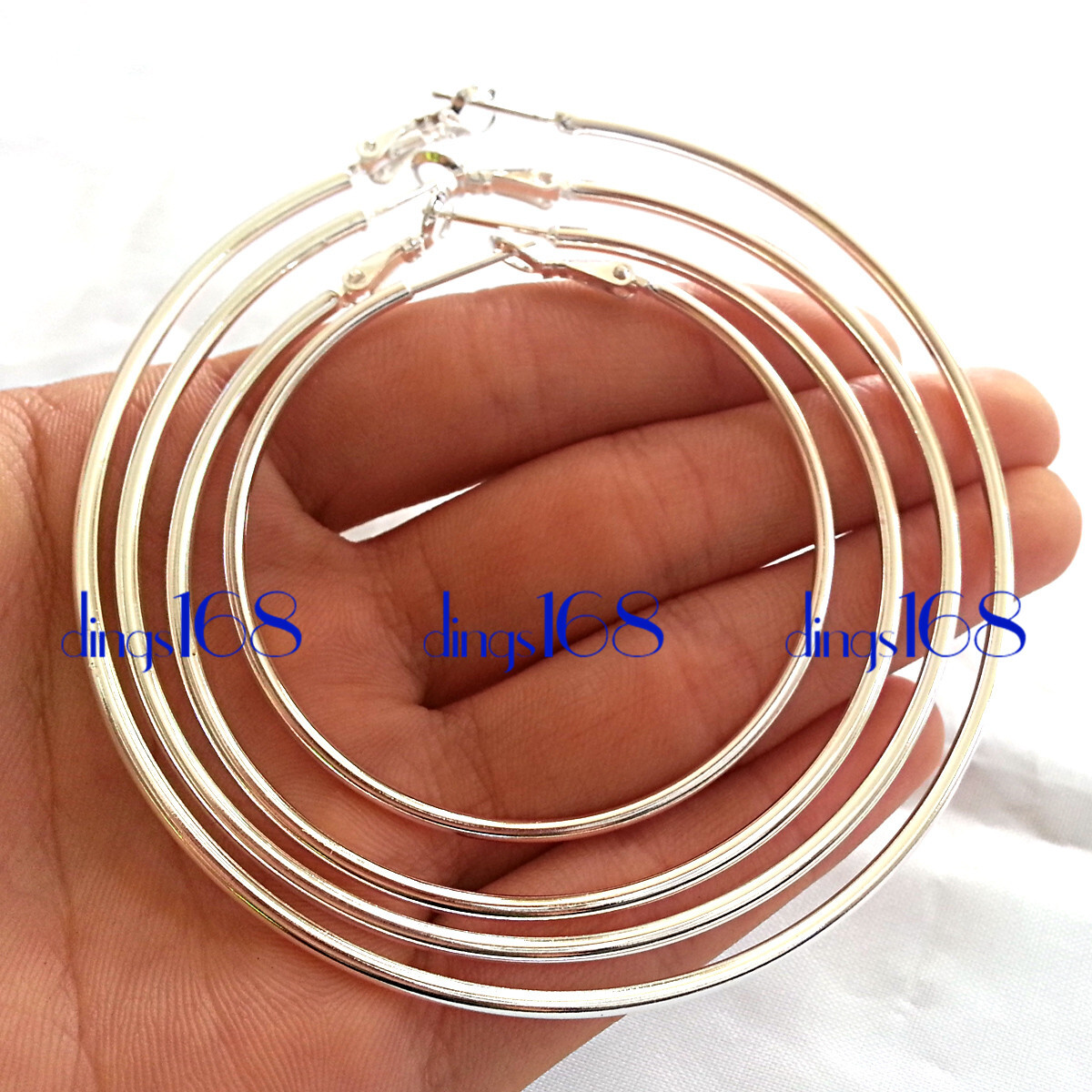 Designer Inspired 925 Sterling Silver 80mm Very Large 2mm Tube Hoop Earrings Q2F