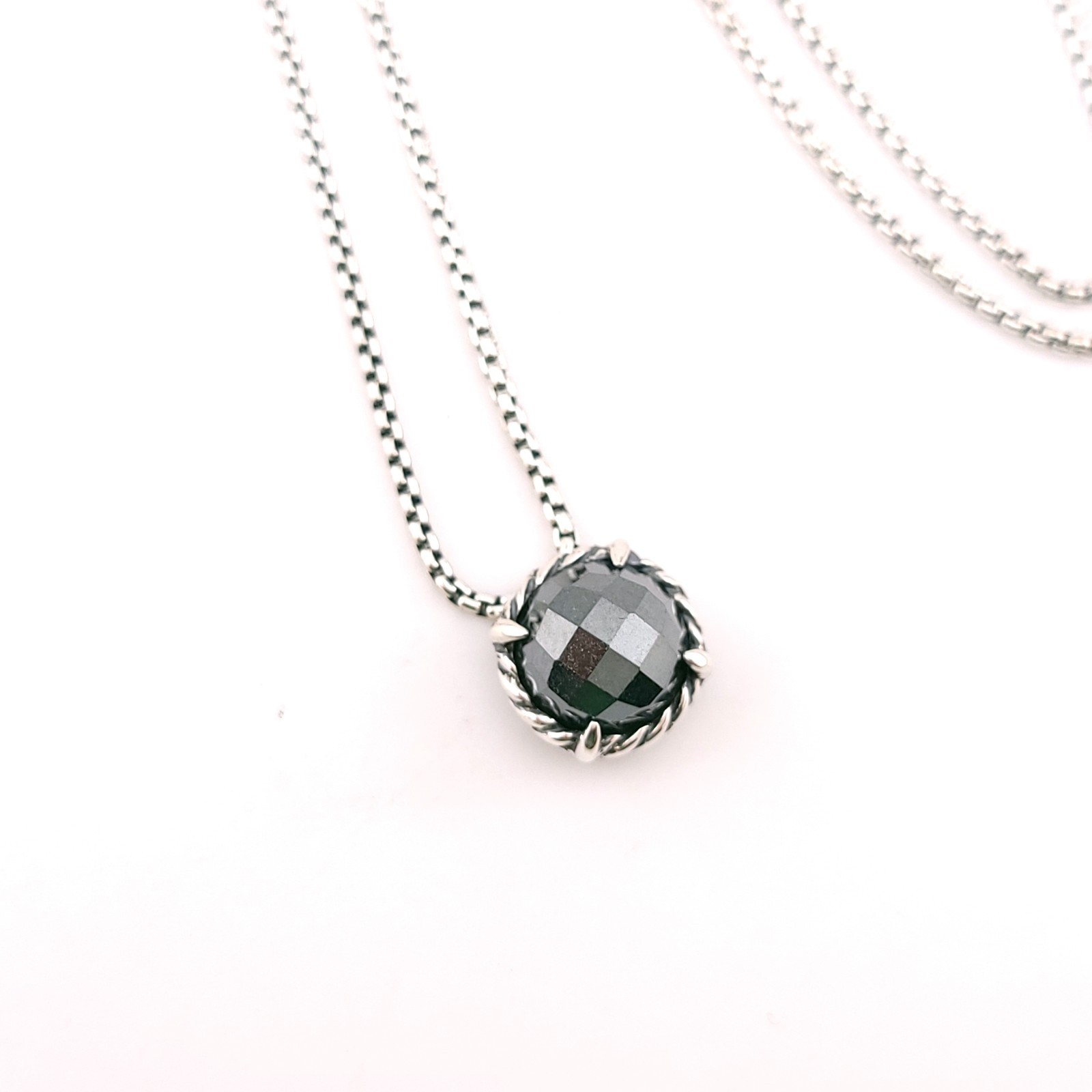 DAVID YURMAN Sterling Silver 8mm Chatelaine Black Hematite Adjustable Pendant