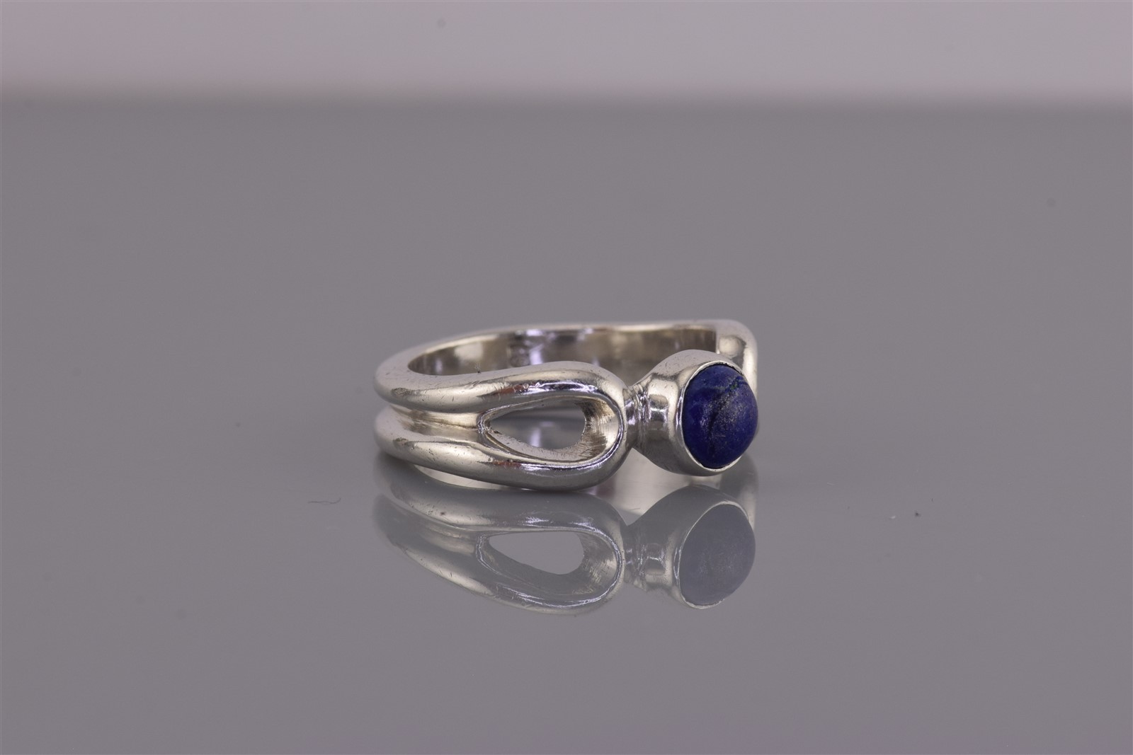 Premier Design Sterling Silver Blue Lapis Button Loop Solid Band Ring 925 Sz: 6