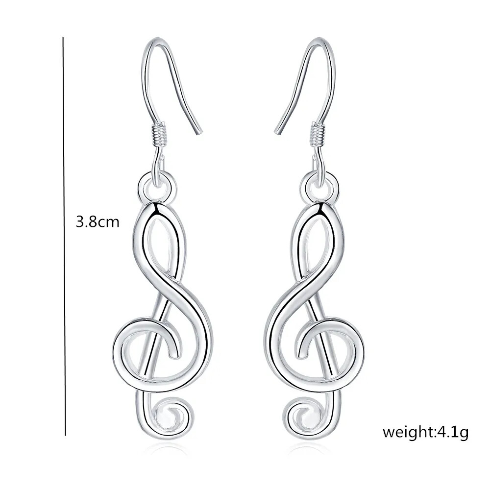 CHSHINE 925 Sterling Silver Earrings Fine Jewelry Romantic music notation drop